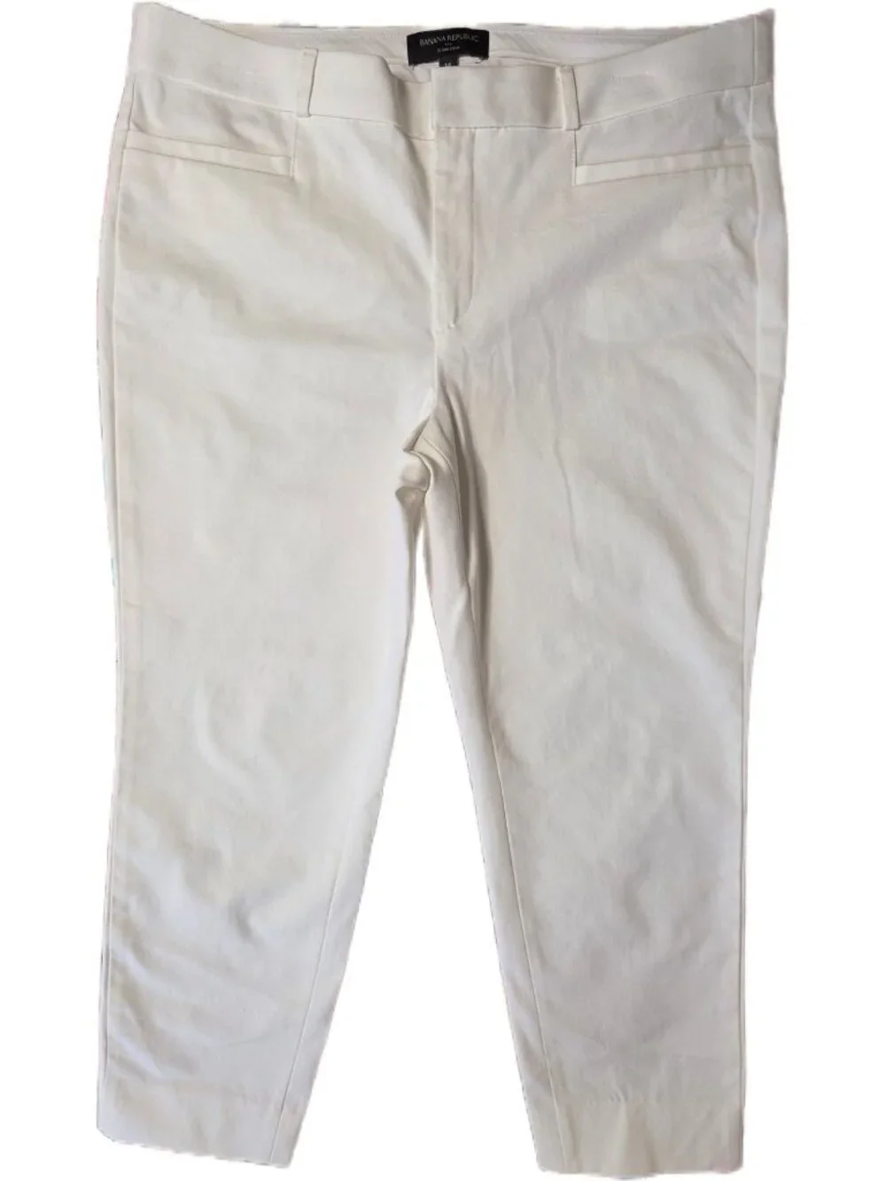 anana Republic Sloan Crop Pants White 14 Mid Rise Thick Cotton Stretch GUC